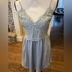 Express sea foam green lace slip mini dress size m